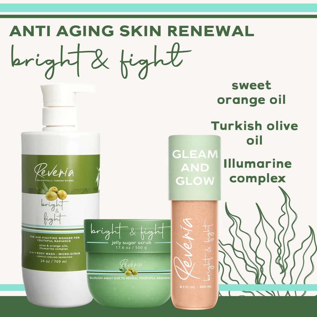 Reveria Bright & Tight Body Lotion – Olive Oil, Sweet Orange Oil & Illumarine Complex – Universally Flattering Tinted Color-Melt Cream for Radiant, Glowing Skin – Paraben Free – 6.7 fl oz