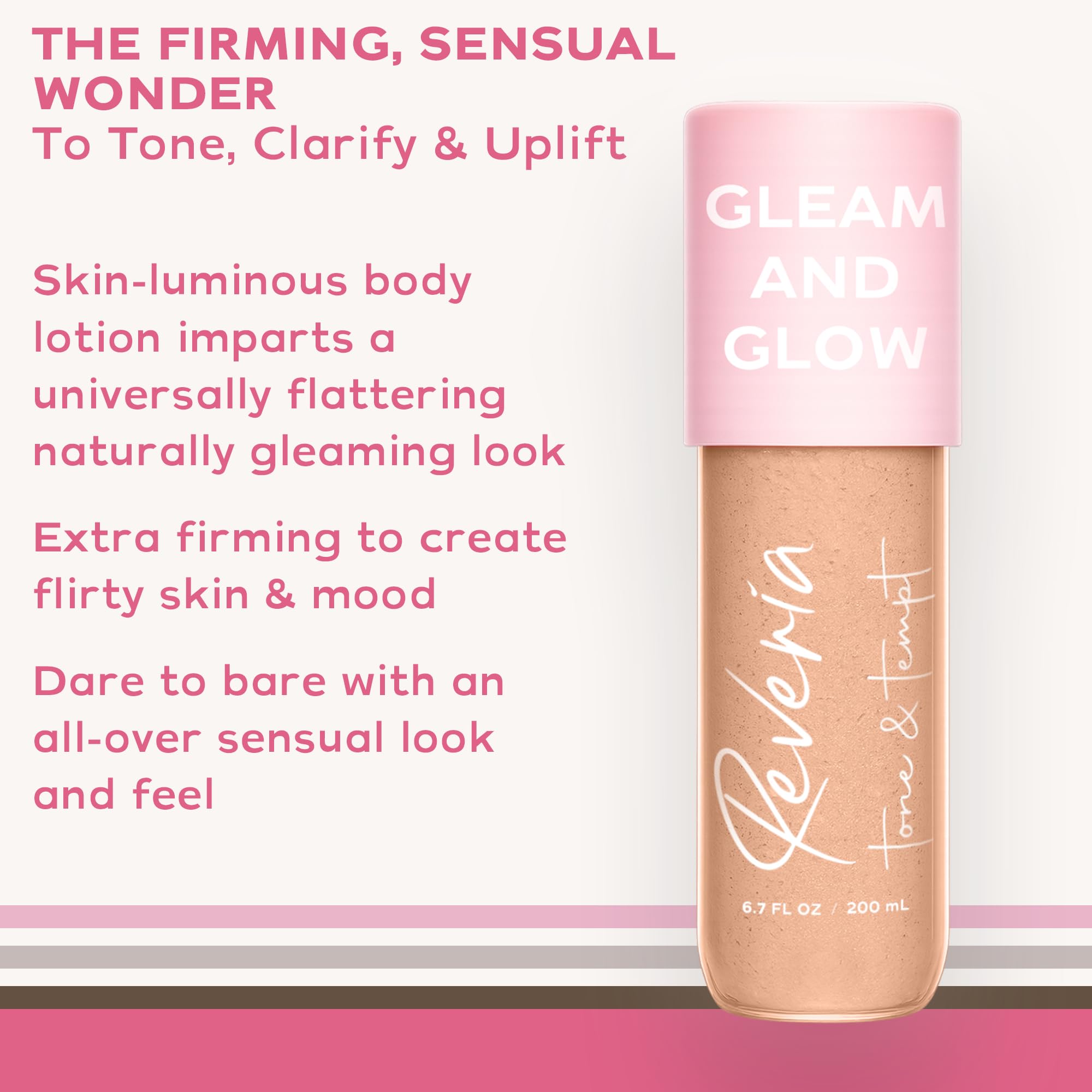 Reveria Tone & Tempt Body Lotion – Rose Water, Coconut Oil & Skin-Endorphins – Universally Flattering Tinted Color-Melt Cream for Toned, Glowing Skin – Paraben Free – 6.7 fl oz